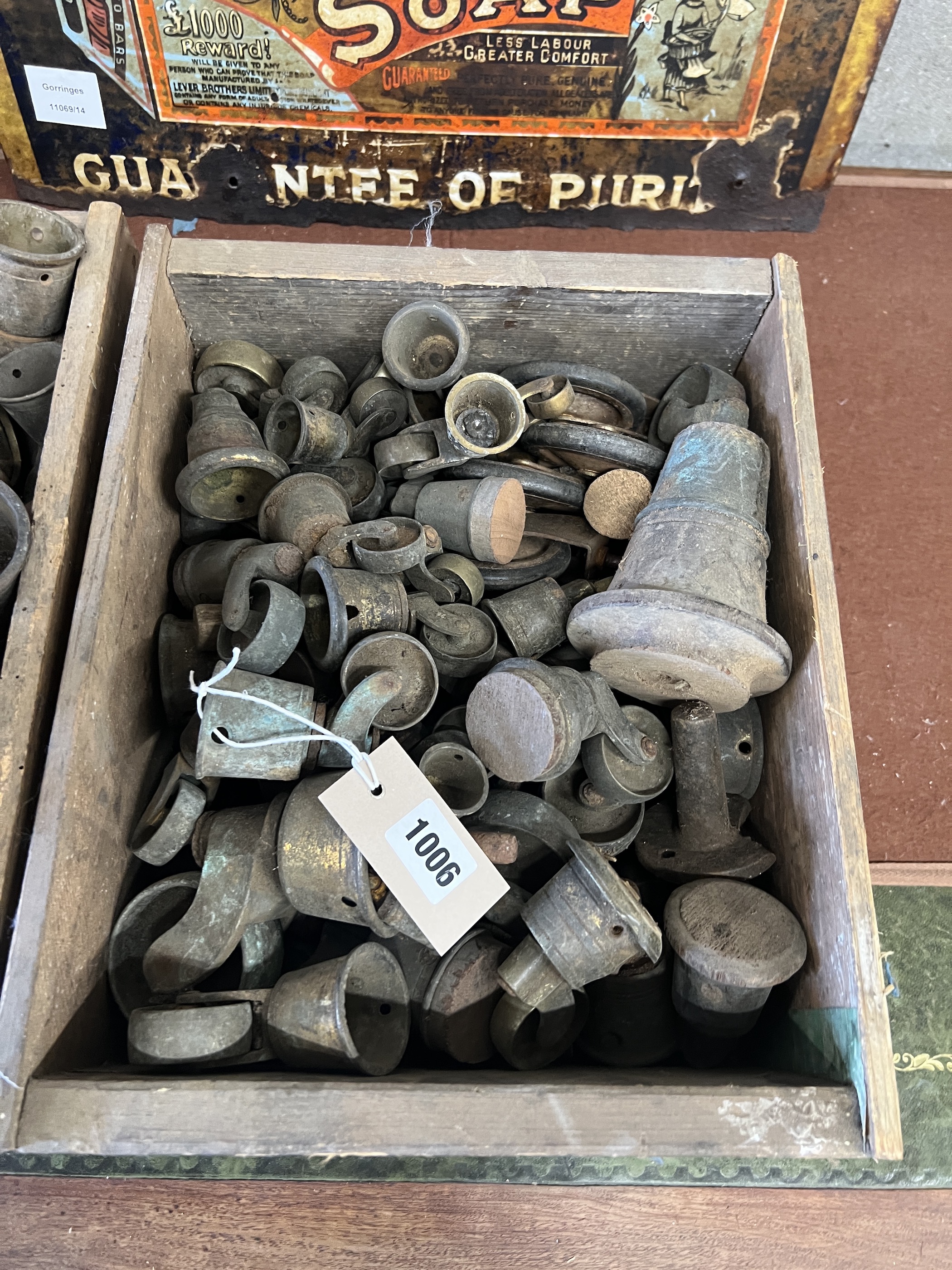 A quantity of Victorian and later furniture castors, locks, feet, etc.